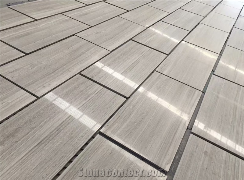 Athens Serpeggiante Wooden White Grain Marble Slabs Tiles